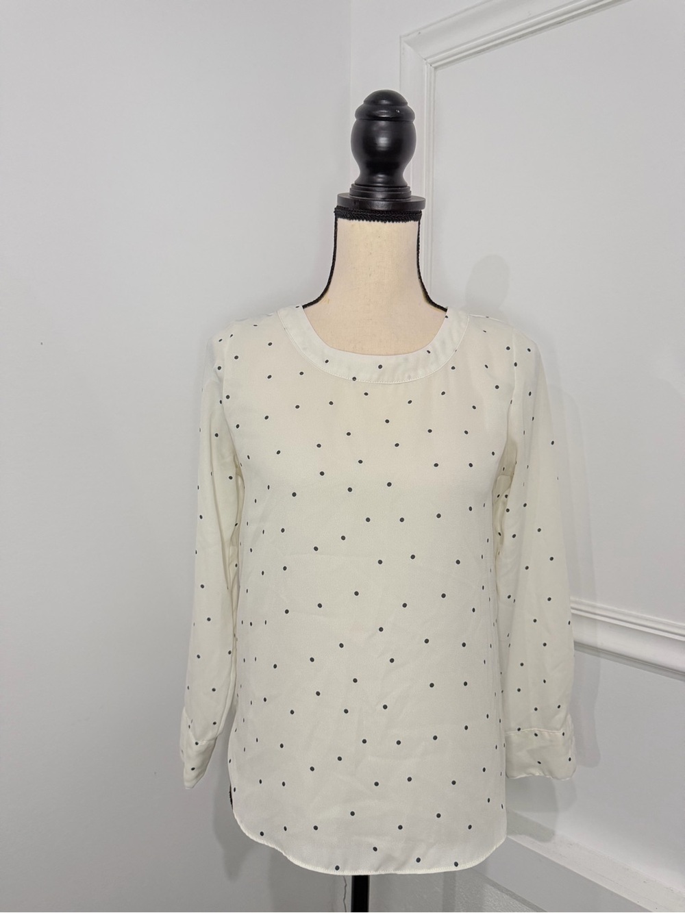 Banana Republic Cream Blouse with Black Polka Dots